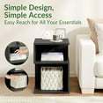 thumbnail image 3 of S Flip Minimalist 3 Tier End Table - Minimalist 3-Tier Wood Nightstand for Small Spaces with Open Storage - Japanese-Inspired Bedside Table for Bedroom (Reverse, Black), 3 of 10