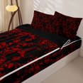 thumbnail image 3 of Manfei Halloween Ghost Zipper Full Size Comforter Sets with Fitted Sheet and 2 Pillowcases, Gothic Floral Damask Zipper Bedding Set, Red Black,Black Reversible,4 Pieces, 3 of 6