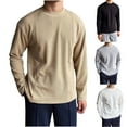 thumbnail image 5 of CYiJun Men's Long Sleeve Shirts Soft Stretch Basic Tees Crew Neck Classic Fashion Casual T Shirt,Khaki 3XL, 5 of 5