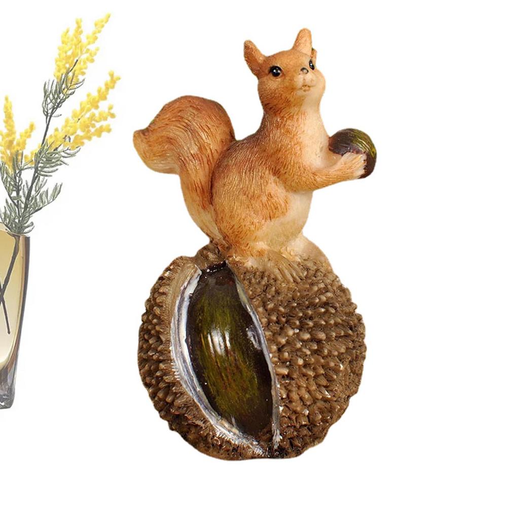 Laideyi Squirrel Figure Toy Mini Resin Squirrel Animal Figurines Garden