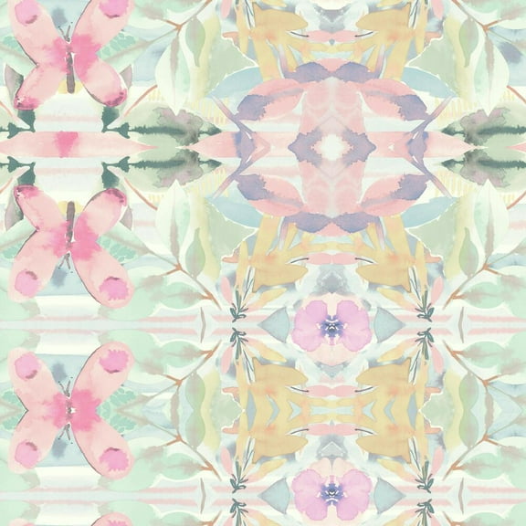 Synchronized Floral Pink Peel and Stick Wallpaper