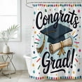thumbnail image 6 of Polyester Fabric Black Blue Graduation Hat Shower Curtain, Funny Words Waterproof Bathtub Curtain Bathroom Decor Set with Hooks 36 x 72 Inches, 6 of 6