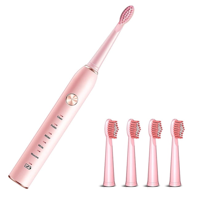 Smart Cleaning and Whitening Modes Selection Rechargeable Sonic Electric Toothbrush with Brush Heads