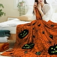 thumbnail image 4 of Halloween Blanket Happy Halloweens 75*100 Soft Throw Blanket - Halloweens Themed Gift with Trick or Treat Pumkin Ghost Witch Black Cat Spider Bat Skull, 4 of 7