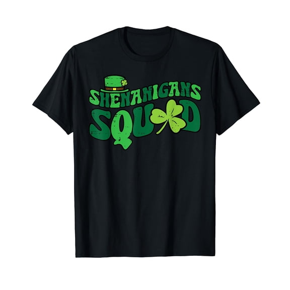 St Patricks Day Shenanigans Squad Retro Saint Pattys Groovy T-Shirt
