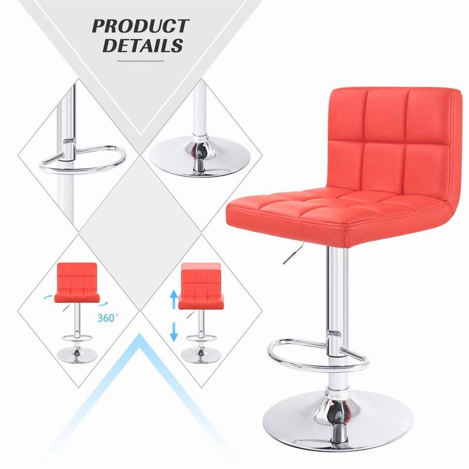 Lacoo Bar Stools Adjustable 360-Degree Swivel PU Leather Barstools with Back Set of 2, Red