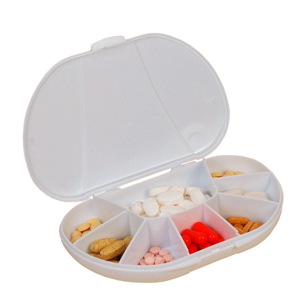 GMS Large Travel Size 8 Compartment Pill Box Holds up to 150 Pills