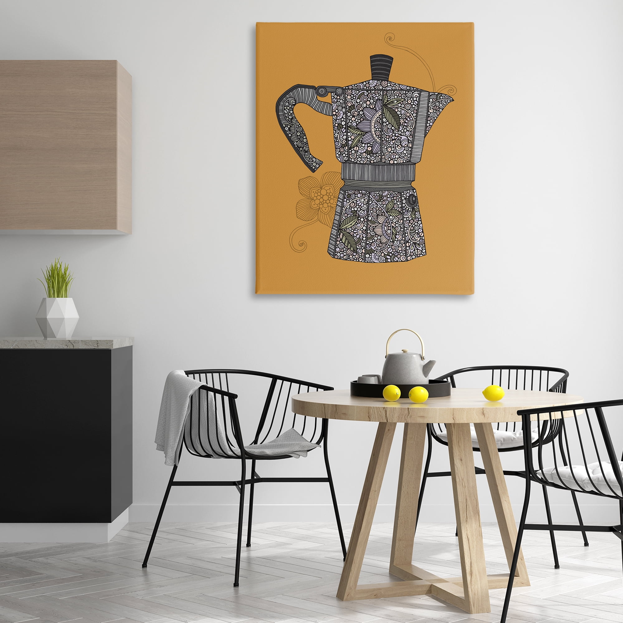 Stupell Industries Moka Pot Coffee Maker Food & Beverage Painting Gallery Wrapped Canvas Art Print Wall Art, 36 x 48