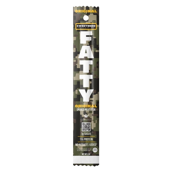 FATTY Meat Sticks, Made with Grass Fed Beef, Pork Raised Without Antibiotics, 13g Protein Per Stick, Original, 2 oz.