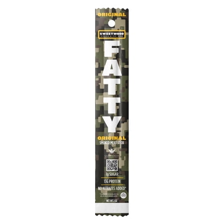 FATTY Meat Sticks, Made with Grass Fed Beef, Pork Raised Without Antibiotics, 13g Protein Per Stick, Original, 2 oz.