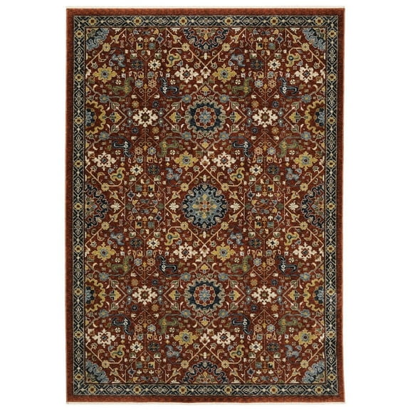 Oriental Weavers Aberdeen Area Rug - 006R1 - 7'10" x 10'10" - in Red/ Multi - Vintage Inspired, Stain Resistant, Family and Pet Friendly , Dining, Living Room Rug