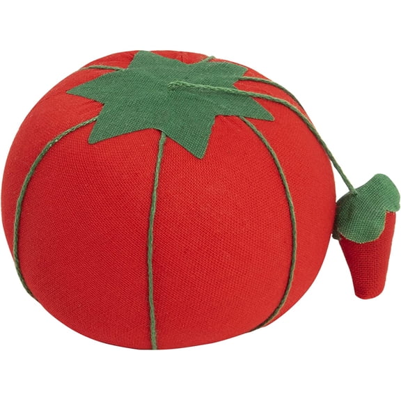 Large Tomato Pin Cushion with Strawberry Emery - 4 Inch Sewing Pincushion, Holds Pins & Needles, Includes Sharpening Emery