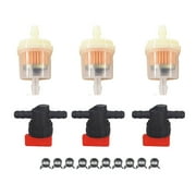 1/4 in Line Fuel Gas Filters Shut Cut Off Valves Clamps for Briggs & Stratton 494768 697947 698183 Maico Ossa Trial Bultaco for Yamaha Motorcycle Lawn Mower Tractor