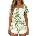 thumbnail image 6 of Kezqiaxn Tops for Women Trendy Flower Short Sleeve Square Neckline Button Down Shirts Plus Size Blouse Summer Clothes, 6 of 8