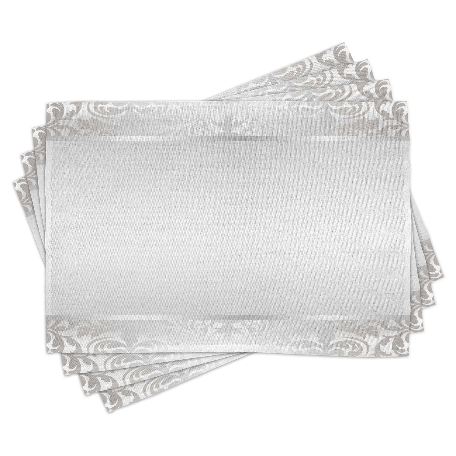 Ambesonne Grey Place Mats Set of 4, Rococo Style Ornaments, Standard Size, Pale Grey and Grey