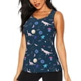 thumbnail image 2 of Picia Space Dinosaur Pattern Women's Workout Tank Top,Breathable Activewear,Slim Fit Athletic Top,Versatile Workout Moisture-wicking top-Medium, 2 of 9