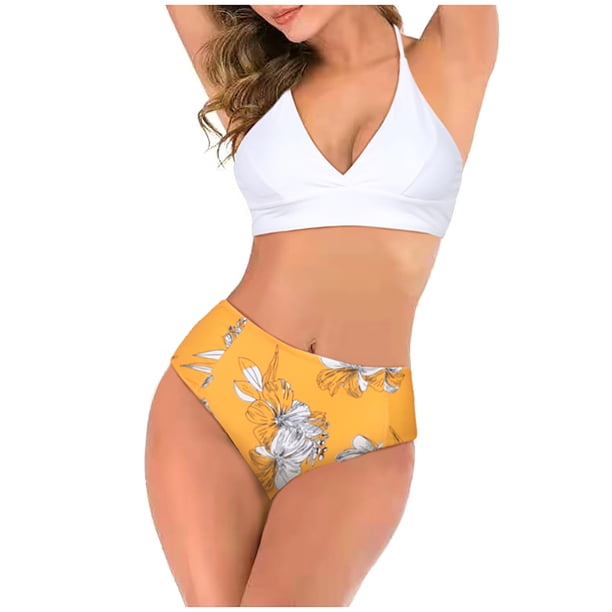 Bikini con estilo para mujer con almohadilla en el pecho sin soporte de acero Correa cómoda Traje de baño dividido Conjunto de dos piezas para la playa OAVQHLG3B Store lin121212
