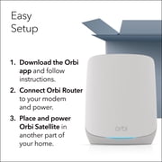 NETGEAR Orbi Whole Home Tri-Band WiFi 6 Mesh Network System (RBK753P) – Router with 2 Satellite Extenders – Security Features - Coverage up to 7,500 sq. ft., 75 Devices - AX5200 (Up to 5.2Gbps)
