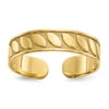 14k Yellow Gold Polished Leaf Pattern in Textured Toe Ring