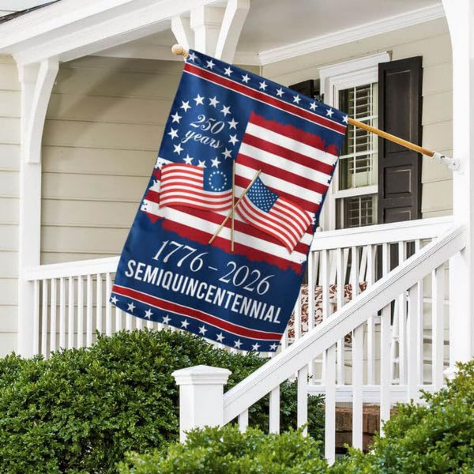 Leatfisat 250Th Anniversary America House Flag 18 Inch Double Sided,250 Anniversary Usa Anniversary Patriotic 1776-2026 Semiquincentennial Banner Commemorative Outdoor Outside Decoration