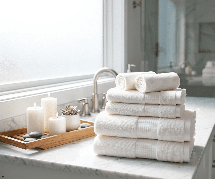 Aertex Solid 100% Cotton 520 GSM 6 Piece Bath Towel Set, Soft & Absorbent, Quick Dry, 2 Bath 27x54, 2 Hand 16x28, 2 Wash 13x13, Egg Shell, OEKO-TEX® Certified