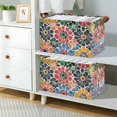 thumbnail image 2 of Yayeee Foldable Storage Basket for Shelves with Handles Set of 2 Waterproof Cloth Bins, Dark Floral, 2 of 7