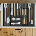 thumbnail image 5 of Organizer for Kitchen Drawers, Expandable Utensil Tray with Removable Knife Block, Adjustable Cutlery and Flatware Holder, Plastic Spoon Forks Holder Storage Divider, 5 of 7