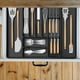 thumbnail image 5 of Estante ajustable para cajones de cubiertos | Organizador de plástico extensible con divisores extraíbles y soporte para cuchillos | Bandeja de utensilios de cocina para tenedores, cuchillos, 5 of 9
