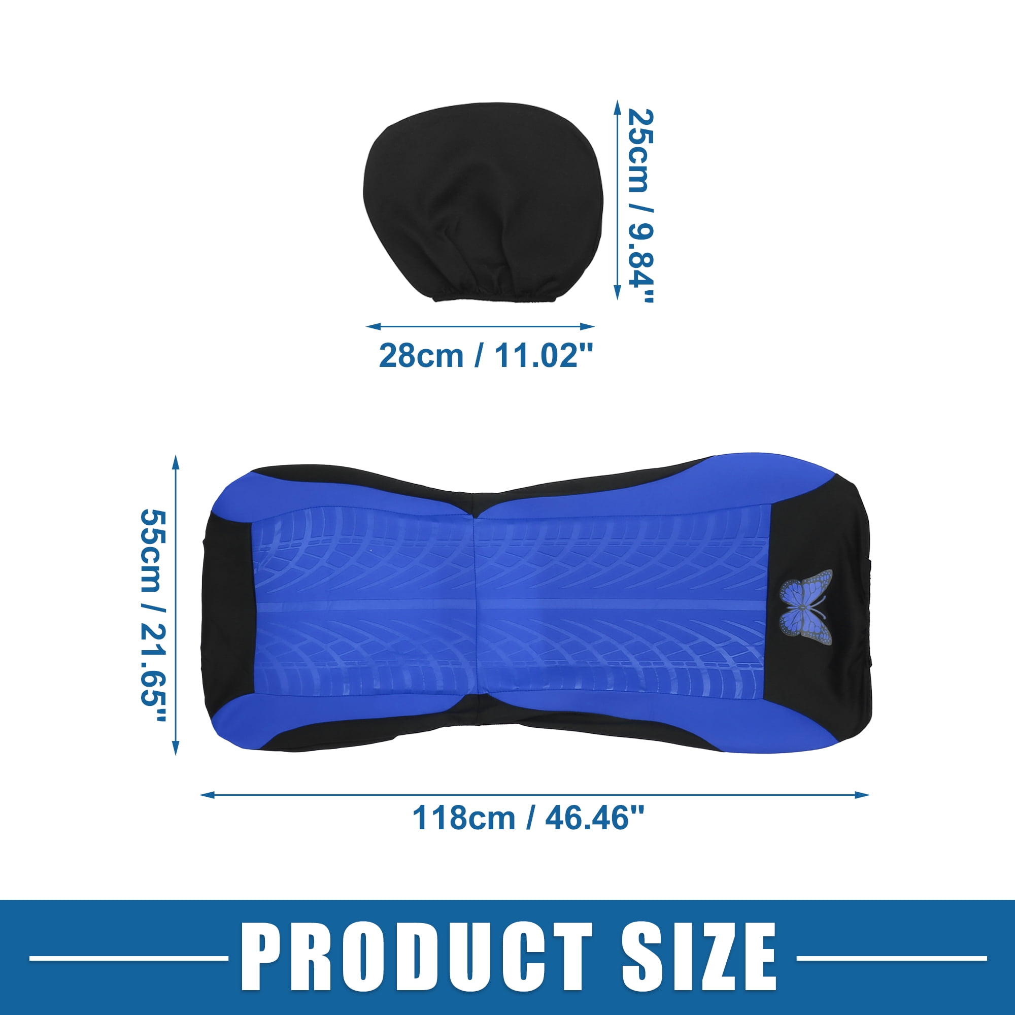 Unique Bargains 4Pcs Universal Washable Butterfly Car Seat Covers Kit Blue