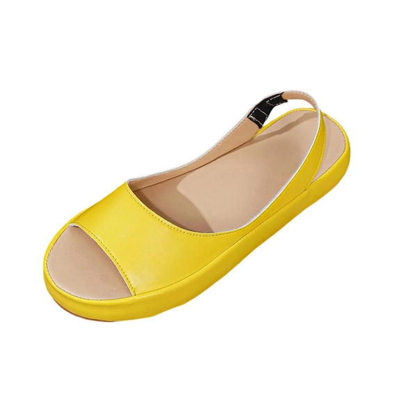 SZJXBUY Cute Sandals for Women 2026 Breathable Summer Open Toe Dressy Casual Flat Sandals Comfortable Beach Vacation Ankle Strap Outdoor Walking Shoes Yellow,39