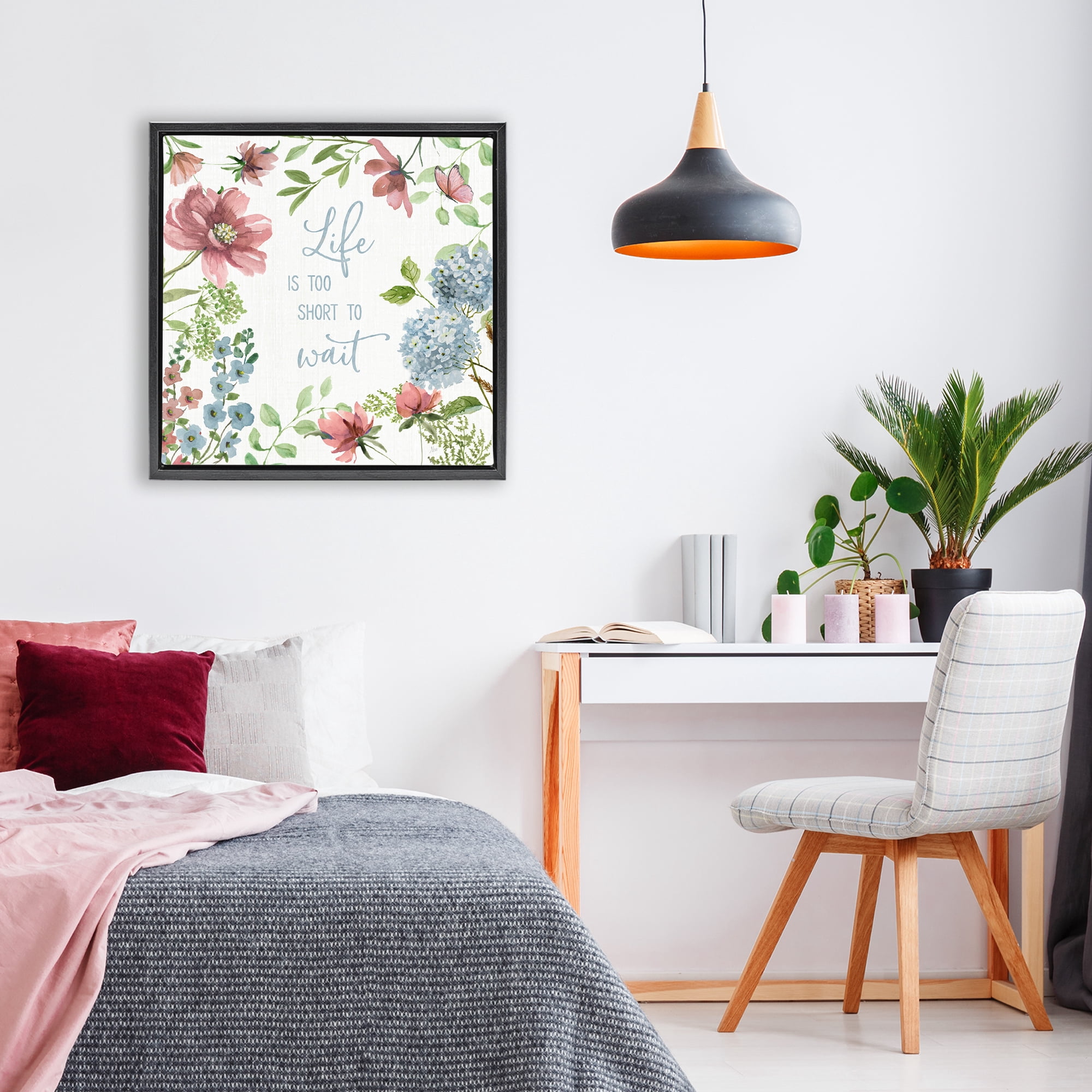 Stupell Industries Too Short To Wait Black Framed Floater Canvas Wall Art, design by Nan