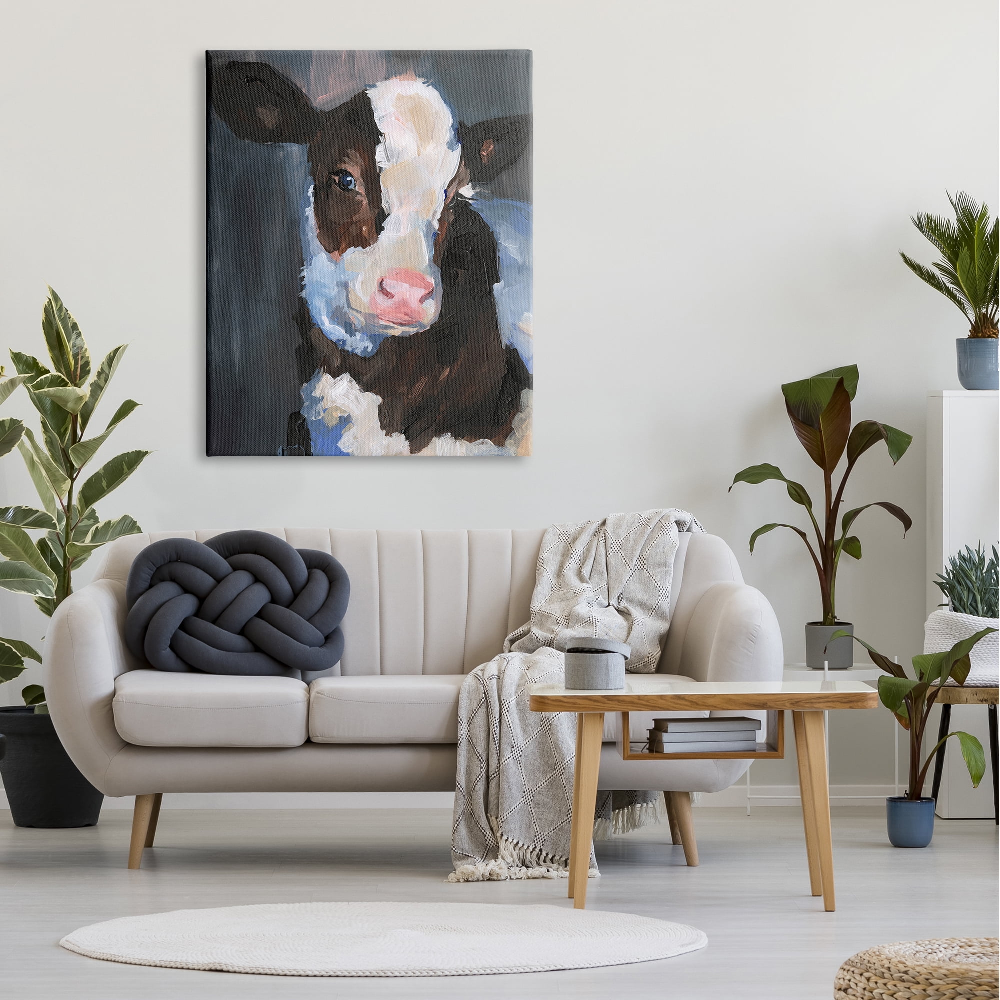Jennifer Paxton Parker Smiley Posing Cow Farm Cattle Animal Painting 36 in x 48 in Painting Canvas Art Print, by Stupell Home Décor