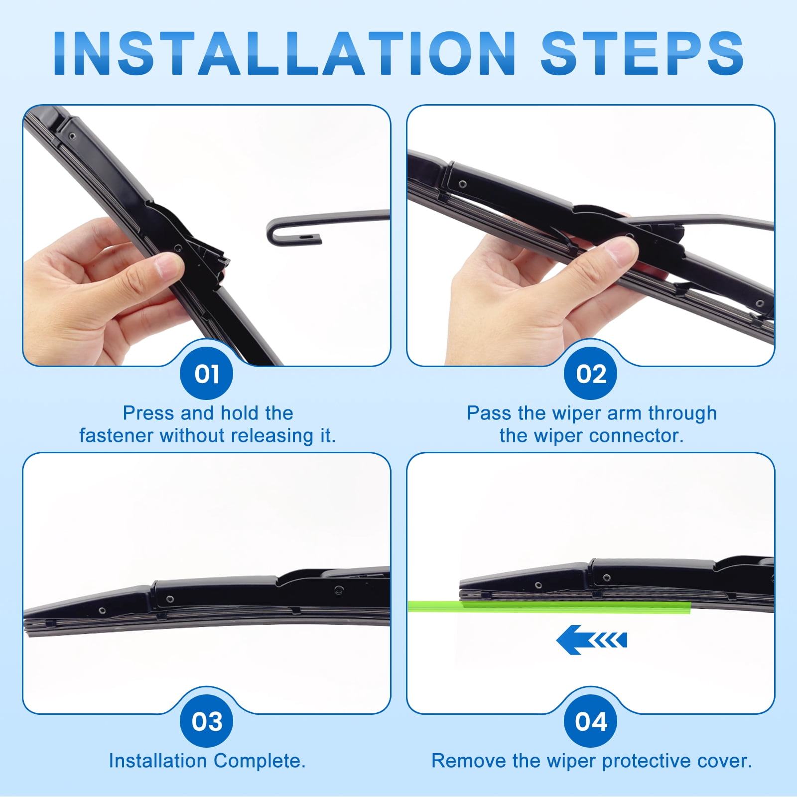 WBULTRA 26" 16" 13" All-Season Beam Windshield Wiper Blades - Silicone, Quiet & Streak-Free - Pack of 3