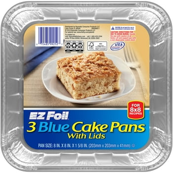 EZ Foil Cake Pans with Lids, 8 x 8 inch, 3 Count