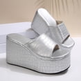 thumbnail image 3 of Hinvhai Wedge Chunky Platform Womens Sandals Backless Slip on Comfy Round Open Toe Mules Summer Sandals for Women Silver 7(39), 3 of 9