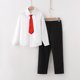 thumbnail image 5 of Odeerbi Niños 3 Piezas Caballero Traje Formal Preppy Traje de Manga Larga Camisa de Vestido y Pantalones de Traje Con Corbata Uniforme Escolar Conjunto, 5 of 8