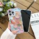 thumbnail image 3 of Funda para iPhone 11 para mujer, con marco ondulado rizado, diseño de flores con pintura al óleo retro colorida y rayo láser brillante, compatible con iPhone 11 (rosa), 3 of 8