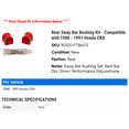 thumbnail image 2 of Rear Sway Bar Bushing Kit - Compatible with 1988 - 1991 Honda CRX 1989 1990, 2 of 2