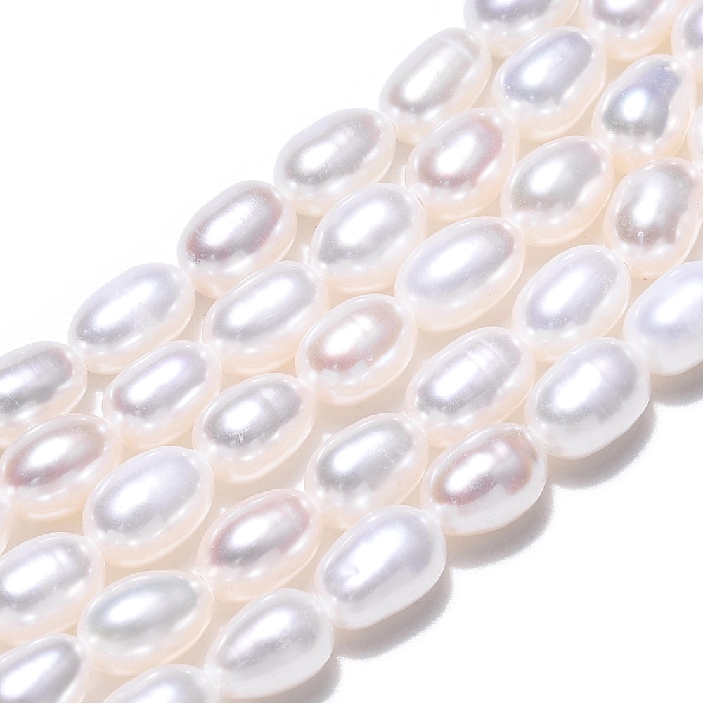 Natural Cultured Freshwater Pearl Beads Strands Rice Seashell Color 5~6x4~4.5mm Hole: 0.7~0.8mm about 29~31pcs/strand 7.09 inch(18cm)