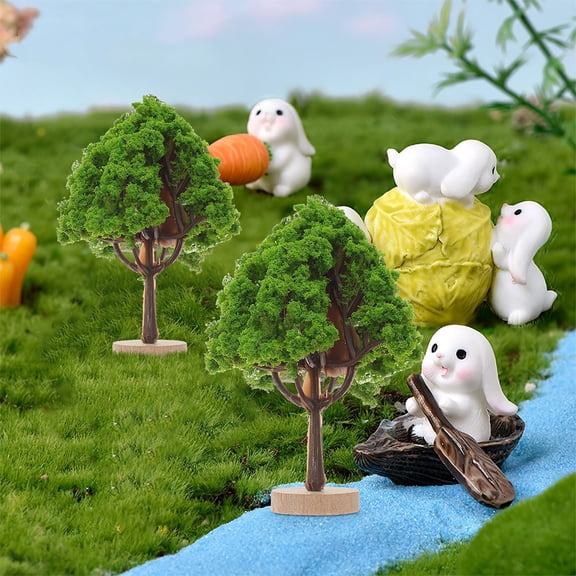 FRCOLOR Realistic Miniature Craft Trees for Decor Firm Plastic and Wood Material Green 5cm