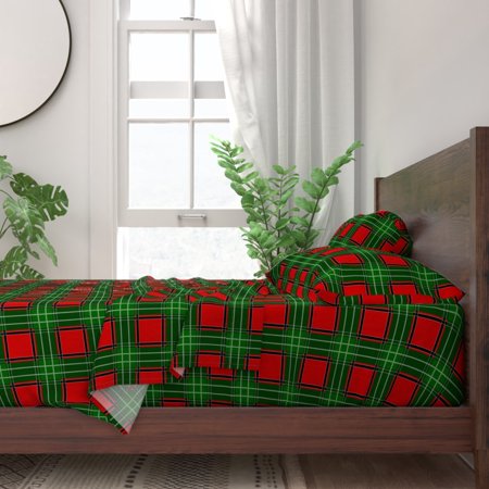 Tartan Plaid Christmas Red And Green 100 Cotton Sateen Sheet Set