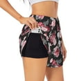 thumbnail image 2 of Bixox Women's Rose Flowers pattern 2 in 1 Running Shorts - Lightweight Athletic Workout Gym Yoga Shorts Liner with Pockets - Small, 2 of 7