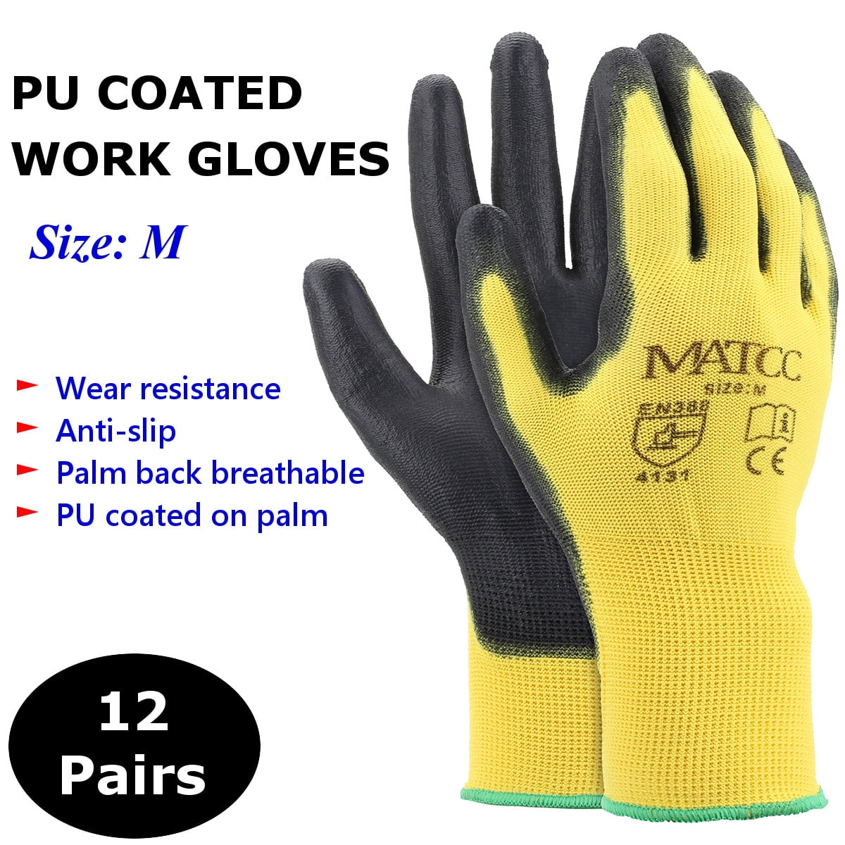 10 x NEW NITRILE COATED WORK GLOVES CONSTRUCTION GARDENING BUILDERS DIY HOME