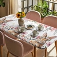 thumbnail image 3 of Easter Table Cloths for 3 Foot Rectangle Tables, Spring Cute Rabbit Eggs Botanical Flowers Rose Patio Waterproof Elastic Fitted Tablecloths, Washable Rectangular Table Cover for Camping, 3 of 8