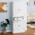 thumbnail image 2 of DWVO 72" Kitchen Pantry Storage Cabinet, Large Drawer Farmhouse Storage Cabinet with 4 Doors, 6-Tier Freestanding Buffet Cupboards for Dining Room Living Room, White, 2 of 12