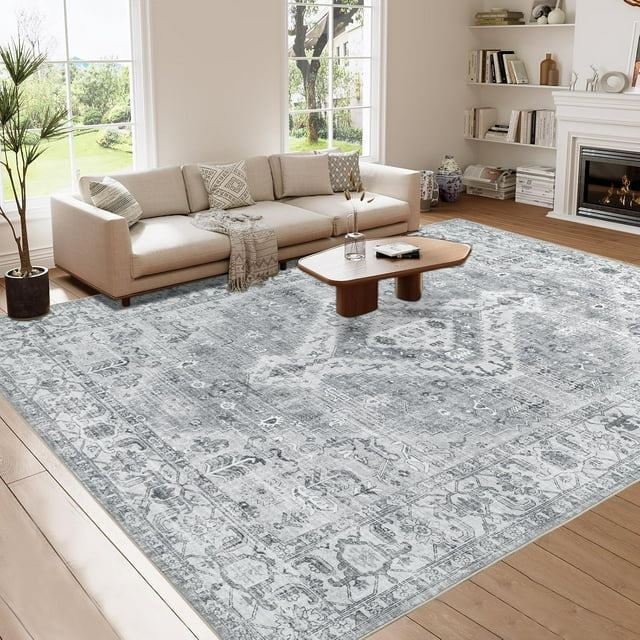 Vintage Area Rug x Washable Living Room Rug Indoor Print Accent Rugs for Bedroom Distressed Thin Throw Rugs Carpet for Living Room Kitchen Entryway