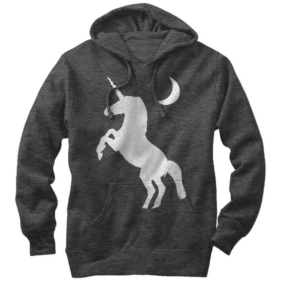 Men's Lost Gods Crescent Moon Unicorn  Pull Over Hoodie Charcoal Heather 2X Large