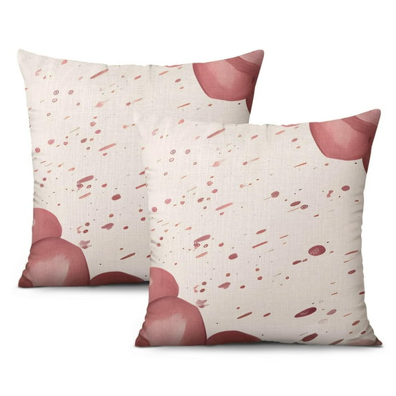 Valentines Day Watercolor Pink Black Heart Throw Pillow Covers 16"x16", Set Of 2, Linen Study Sofa Cushion Cover Indoor Living Room Home Decor