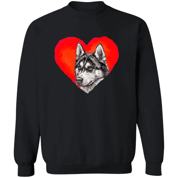 Husky Valentine Heart For Dogs And Animal Lovers Crewneck Pullover Sweatshirt