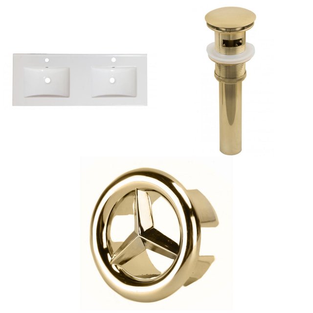 59-in. W 1 Hole Ceramic Top Set In White Color - Overflow Drain Incl. AI-24739